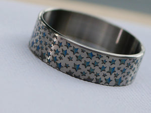 Beauty Ring Blue Stars 22/24 Titanium #WS006