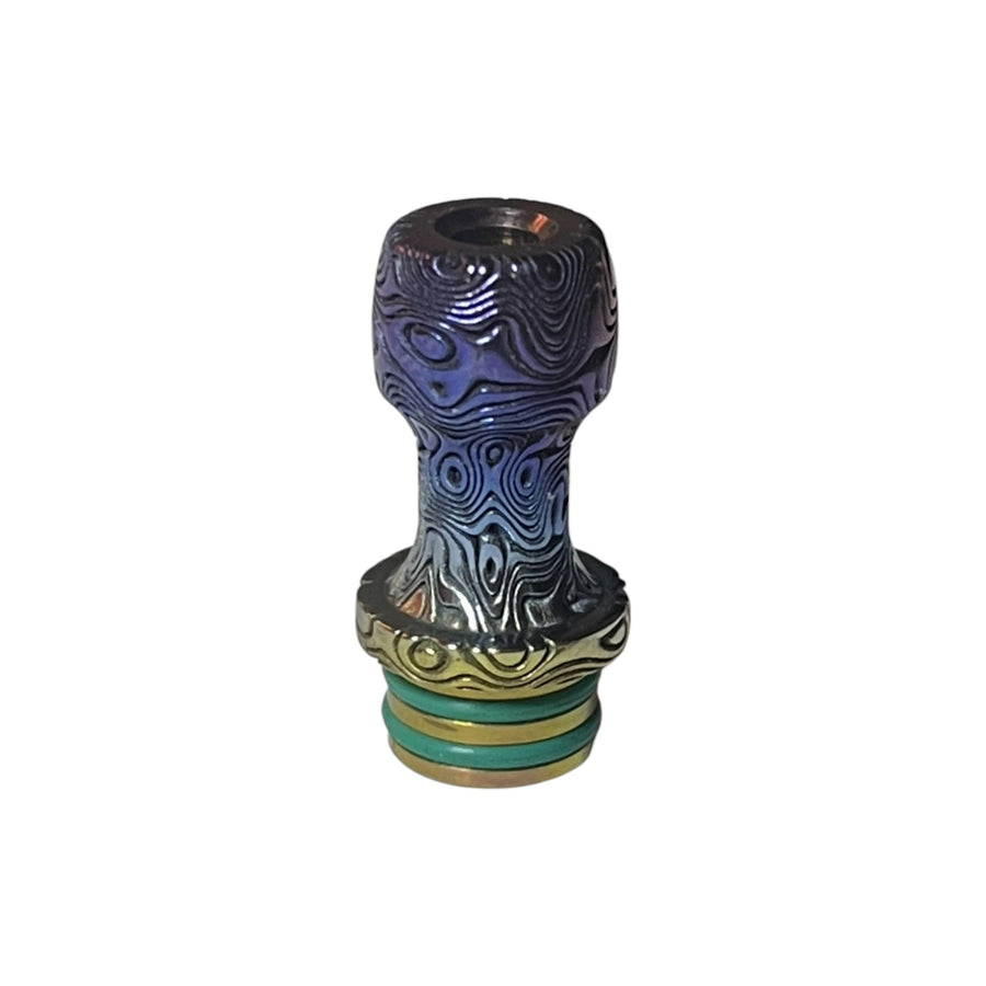 The One: Damascus Colored Titanium Drip Tip