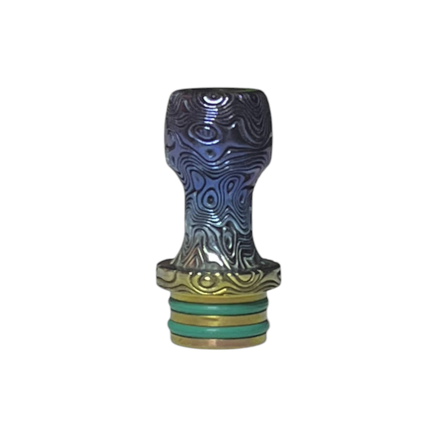 The One: Damascus Colored Titanium Drip Tip