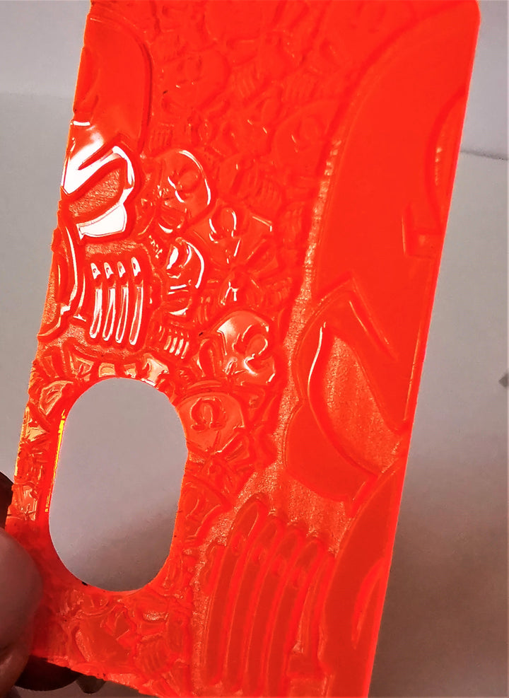 Porte gravée BF mod - Engraved BF Mod Panel - Orange SvF Half Skulls